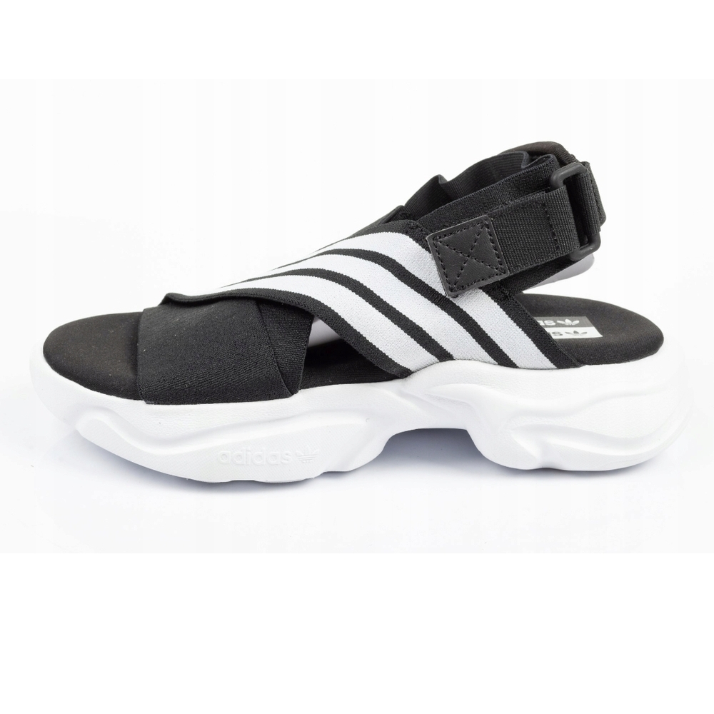 Adidas Black and White Striped Sandals